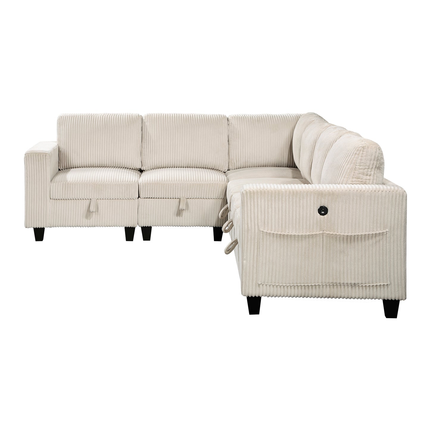 9650BE*6SC - (6)6-Piece Sectional with Storage, Storage Pouches and Charging Ports