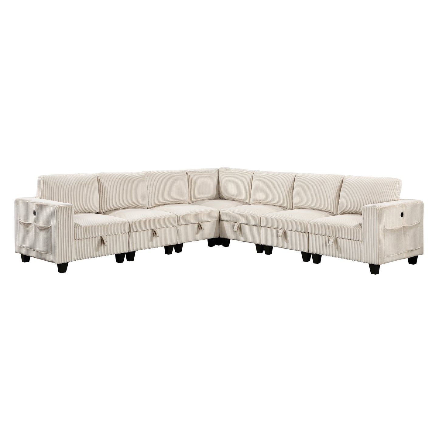 9650BE*7SC - (7)7-Piece Sectional with Storage, Storage Pouches and Charging Ports