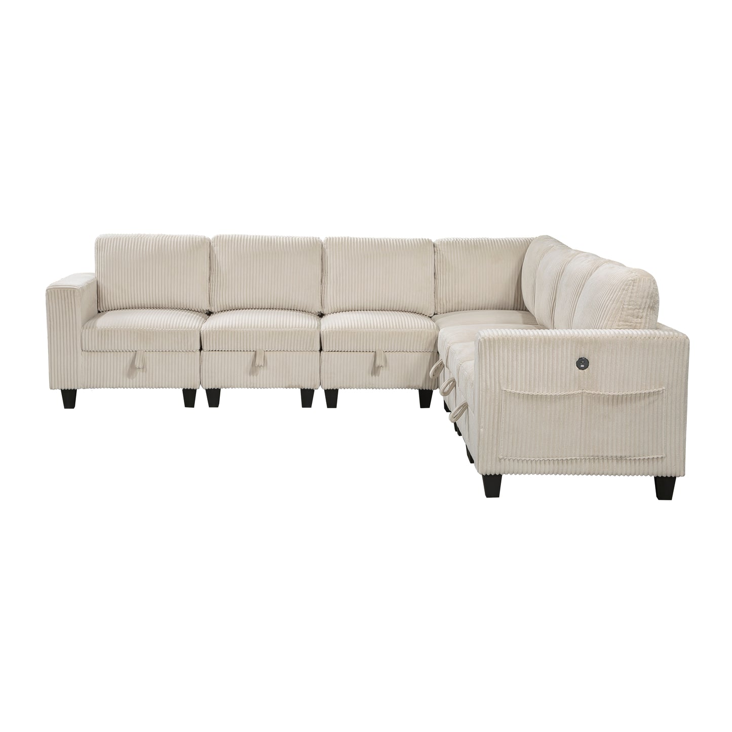 9650BE*7SC - (7)7-Piece Sectional with Storage, Storage Pouches and Charging Ports