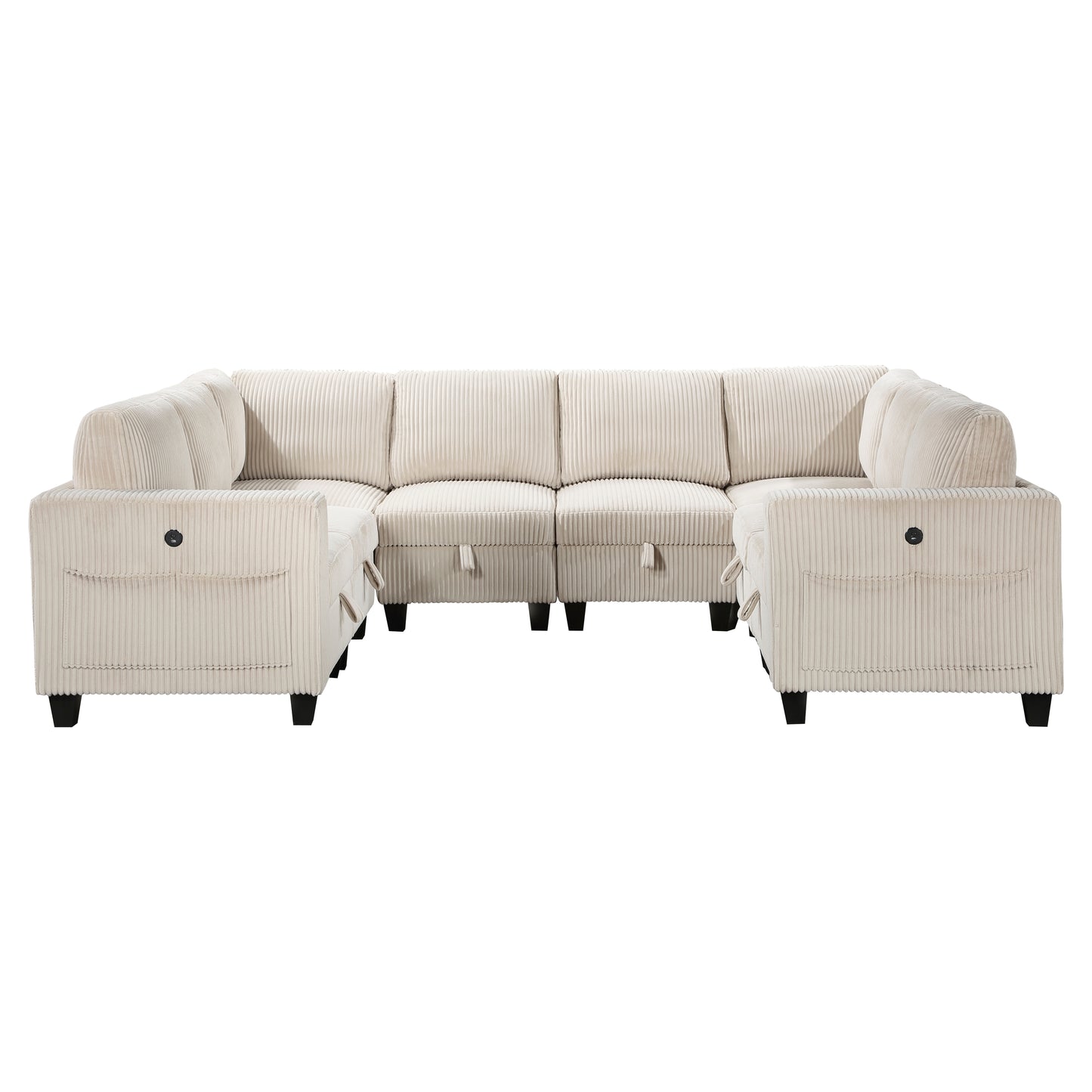 9650BE*8SC - (8)8-Piece Sectional with Storage, Storage Pouches and Charging Ports