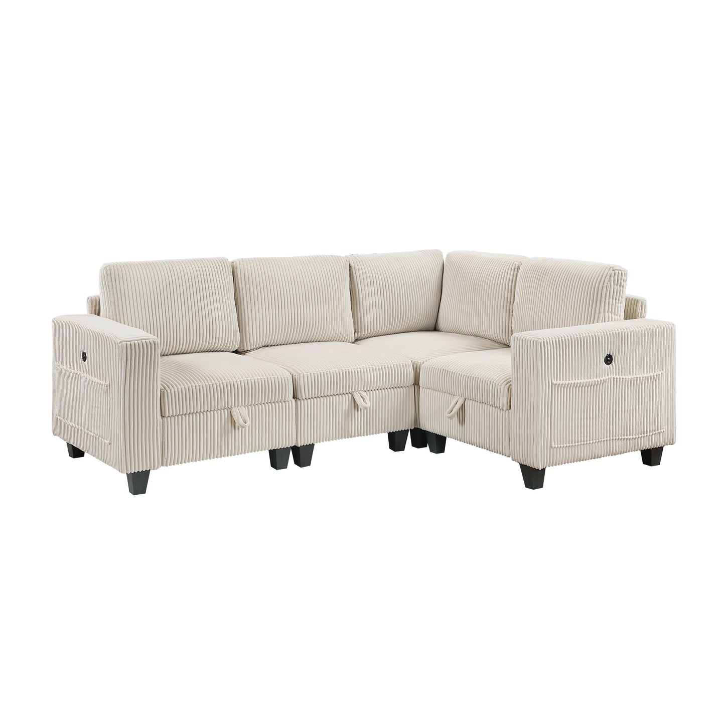 9650NBE*4SC - (4)4-Piece Sectional with Storage, Storage Pouches and Charging Ports