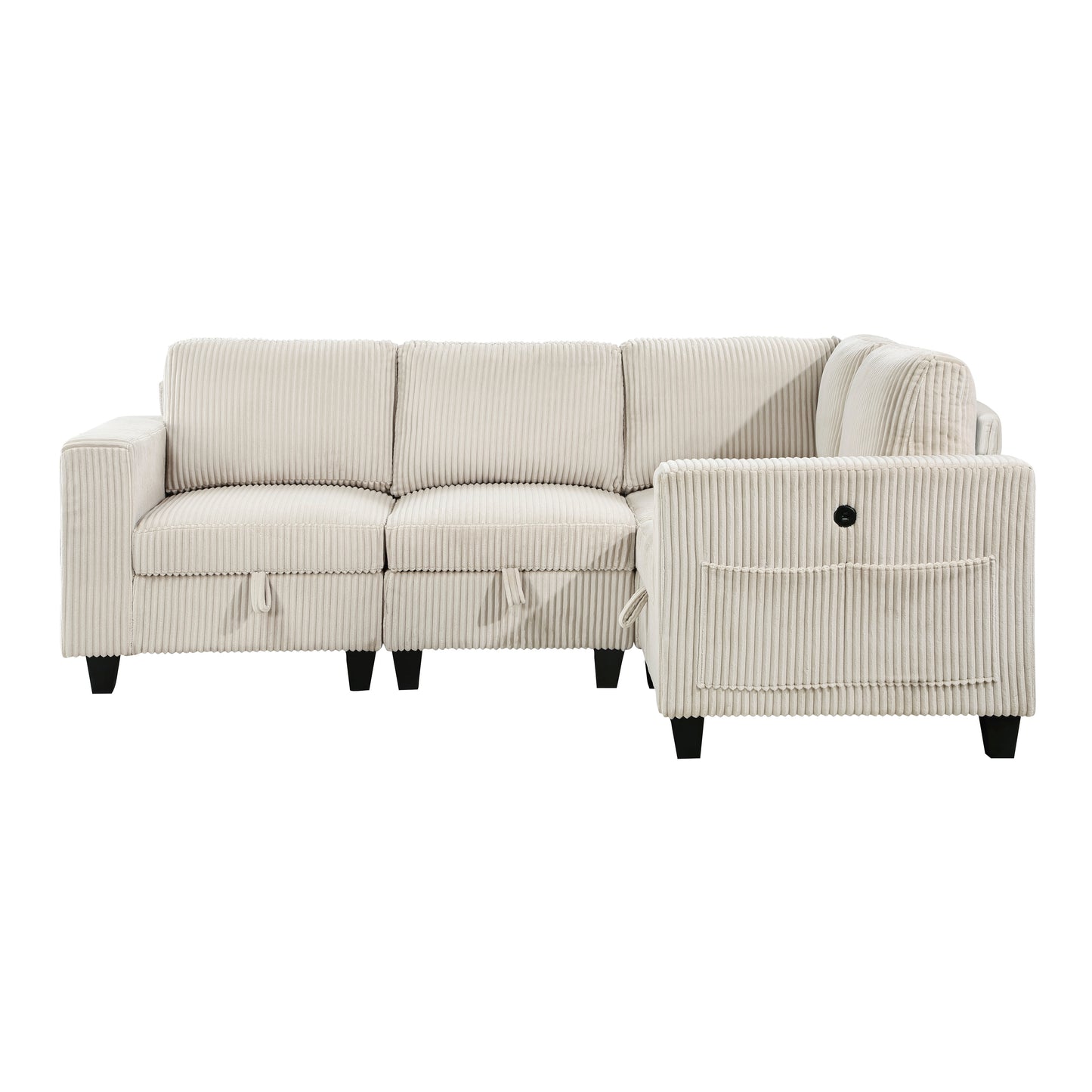 9650NBE*4SC - (4)4-Piece Sectional with Storage, Storage Pouches and Charging Ports