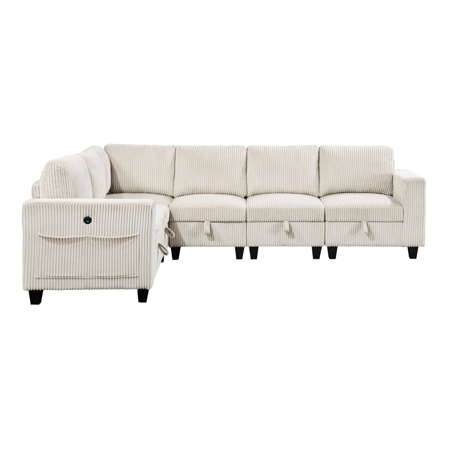 9650NBE*6SC - (6)6-Piece Sectional with Storage, Storage Pouches and Charging Ports
