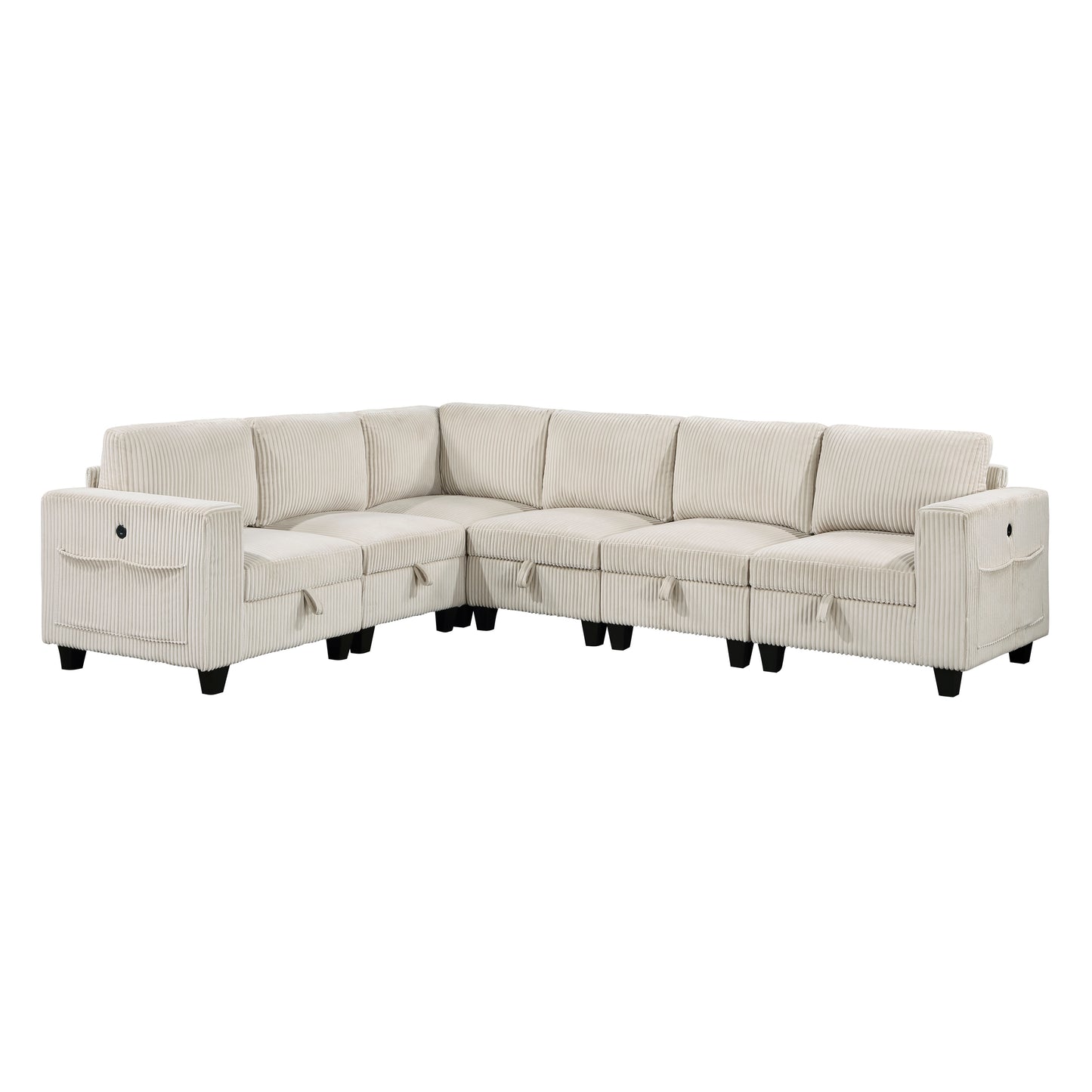 9650NBE*6SC - (6)6-Piece Sectional with Storage, Storage Pouches and Charging Ports