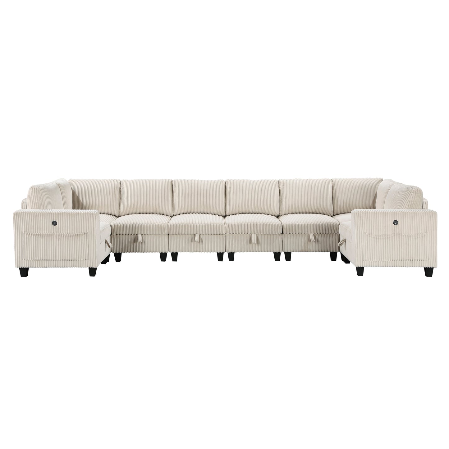 9650NBE*8SC - (8)8-Piece Sectional with Storage, Storage Pouches and Charging Ports