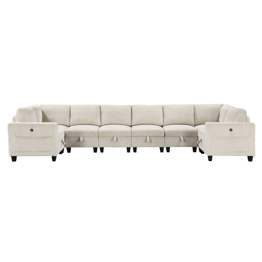 9650NBE*8SC - (8)8-Piece Sectional with Storage, Storage Pouches and Charging Ports