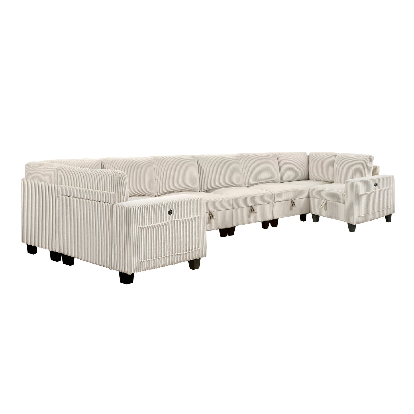 9650NBE*8SC - (8)8-Piece Sectional with Storage, Storage Pouches and Charging Ports