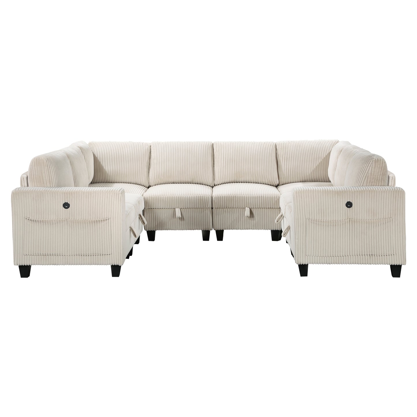9650NBE*8SC - (8)8-Piece Sectional with Storage, Storage Pouches and Charging Ports