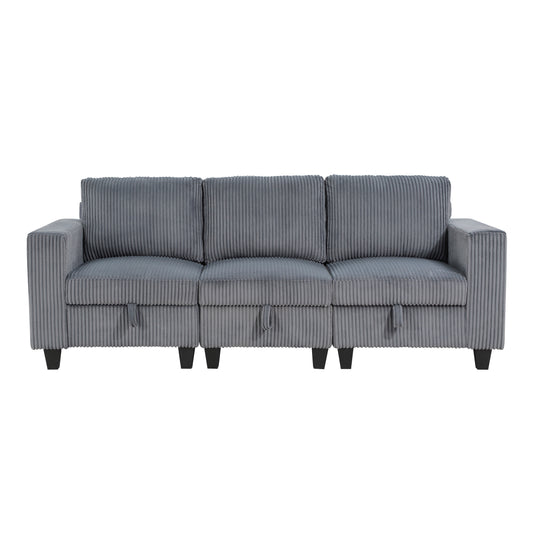 9650NDG-3* - (3)Sofa with Storage, Storage Pouches and Charging Ports