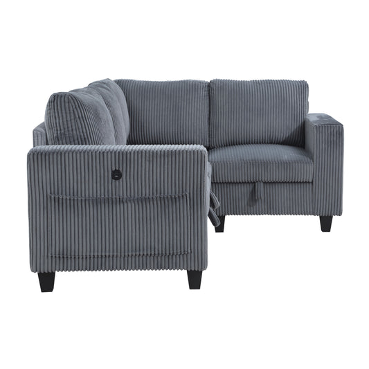 9650NDG*4SC - (4)4-Piece Sectional with Storage, Storage Pouches and Charging Ports