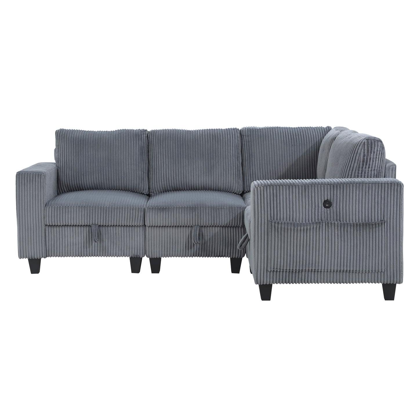 9650NDG*4SC - (4)4-Piece Sectional with Storage, Storage Pouches and Charging Ports