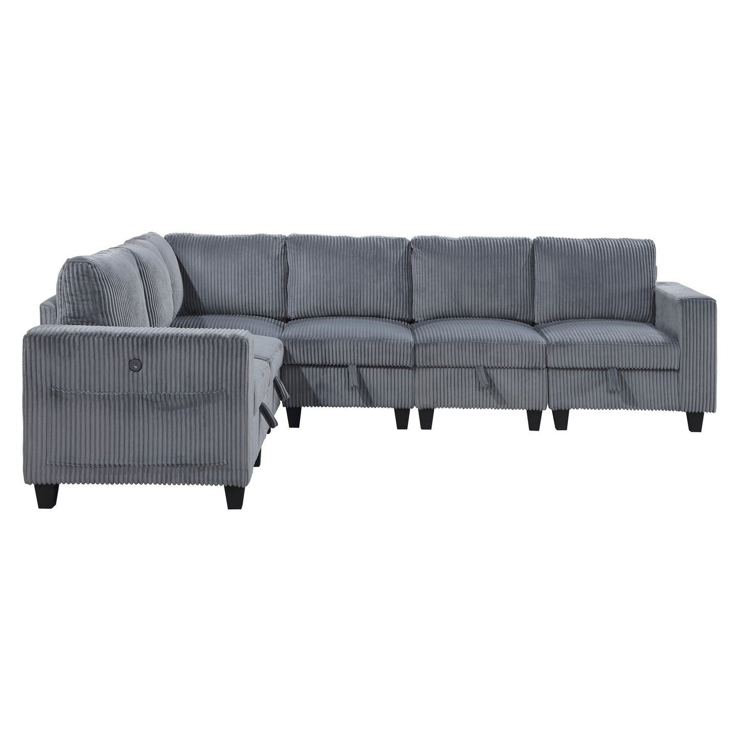 9650NDG*6SC - (6)6-Piece Sectional with Storage, Storage Pouches and Charging Ports