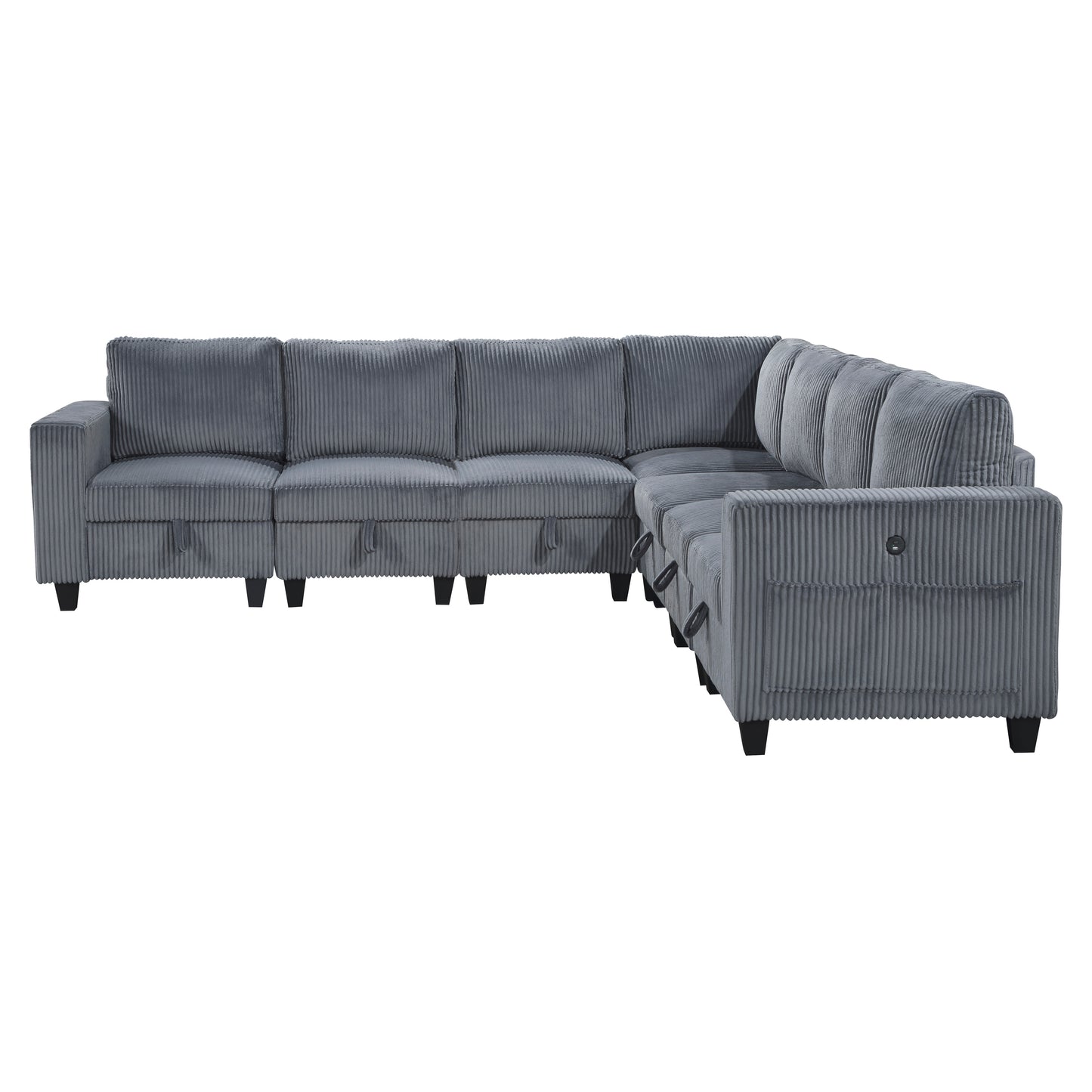9650NDG*7SC - (7)7-Piece Sectional with Storage, Storage Pouches and Charging Ports