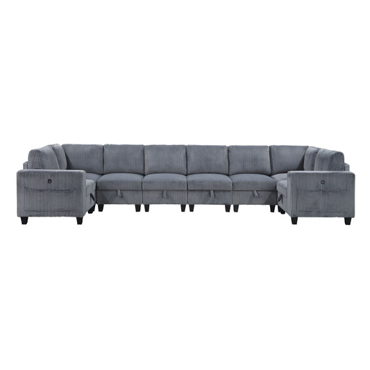 9650NDG*8SC - (8)8-Piece Sectional with Storage, Storage Pouches and Charging Ports