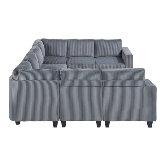 9650NDG*8SC - (8)8-Piece Sectional with Storage, Storage Pouches and Charging Ports