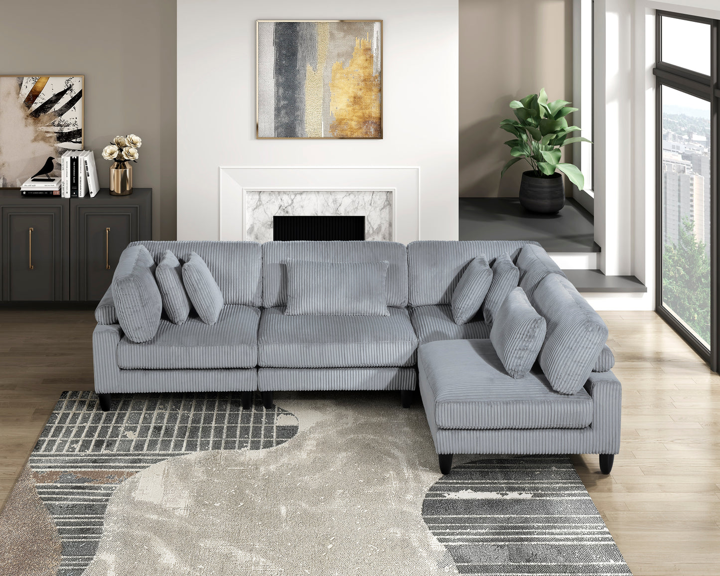 9688GY*42CR2AC - (4)4-Piece Modular Sectional