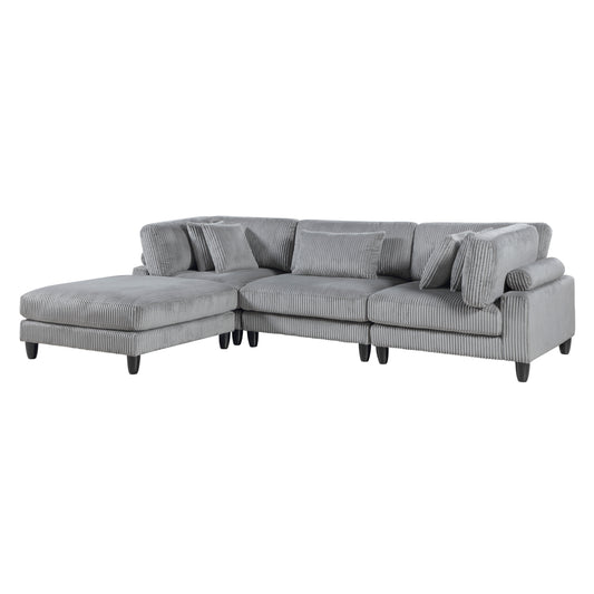9688GY*42CRACOT - (4)4-Piece Modular Sectional with Ottoman