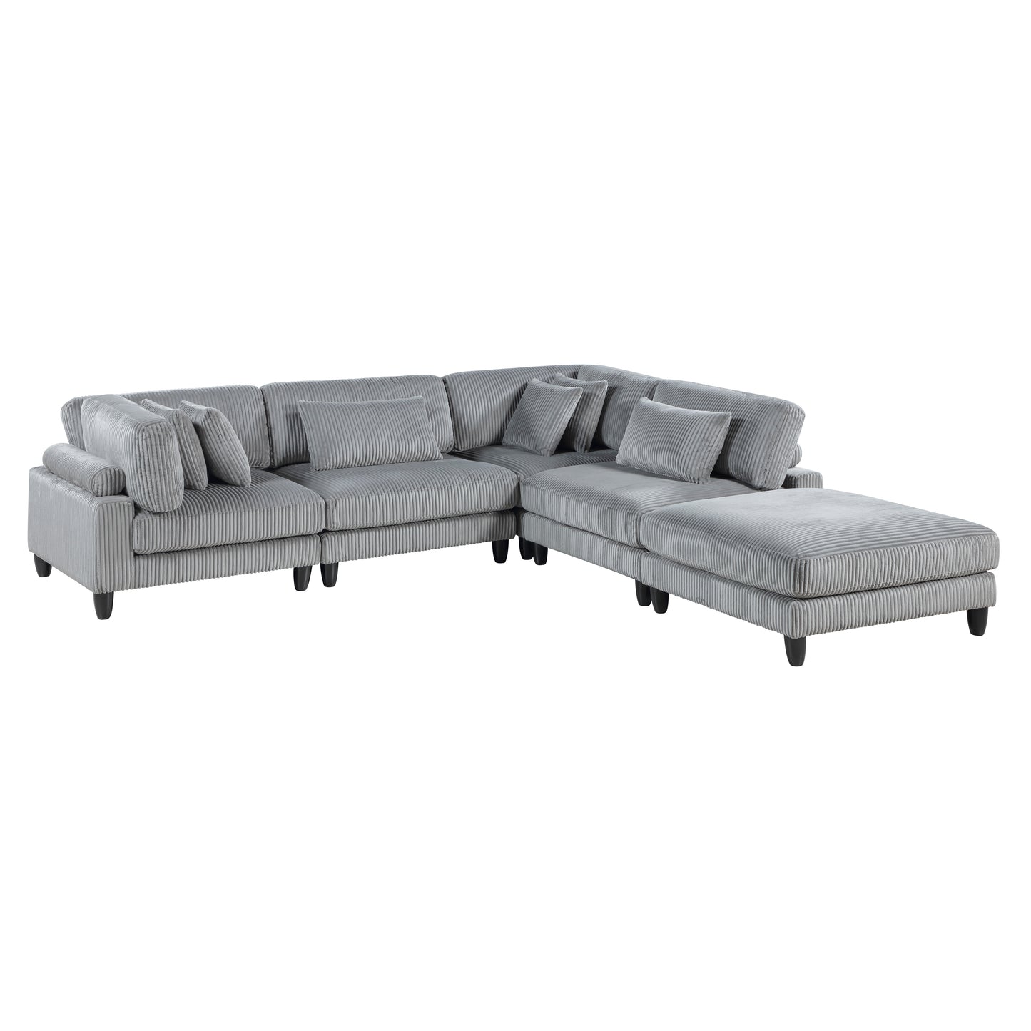 9688GY*52CR2ACOT - (5)5-Piece Modular Sectional with Ottoman