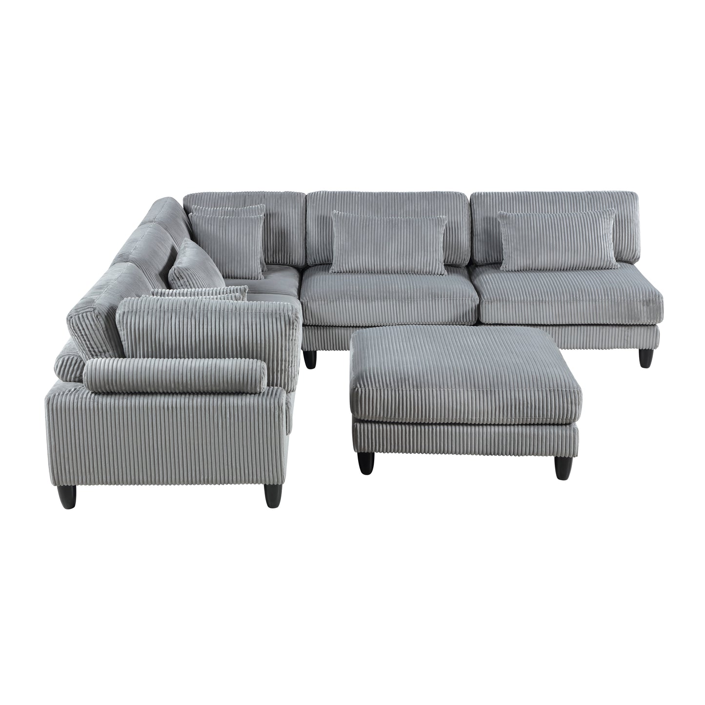 9688GY*62CR3ACOT - (6)6-Piece Modular Sectional with Ottoman