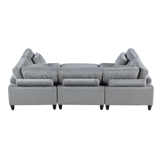 9688GY*62CR3ACOT - (6)6-Piece Modular Sectional with Ottoman