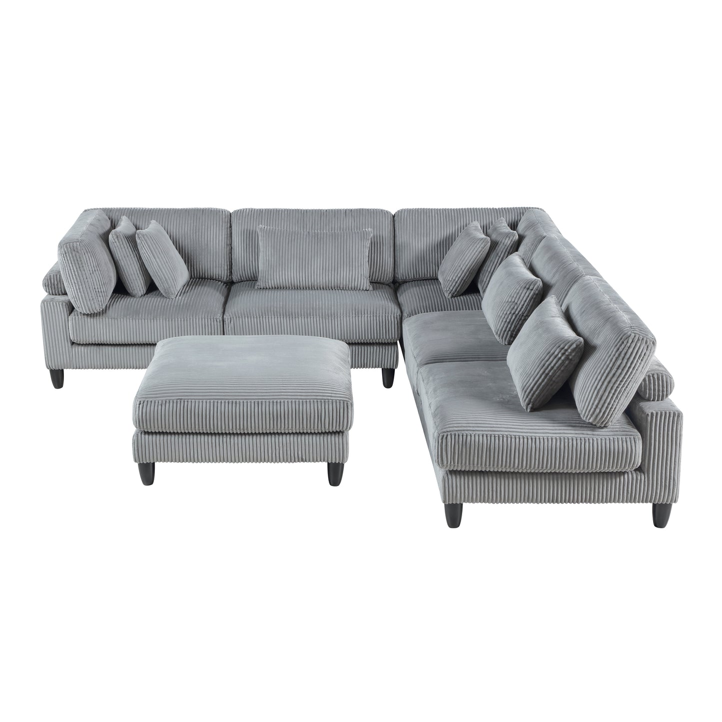 9688GY*62CR3ACOT - (6)6-Piece Modular Sectional with Ottoman