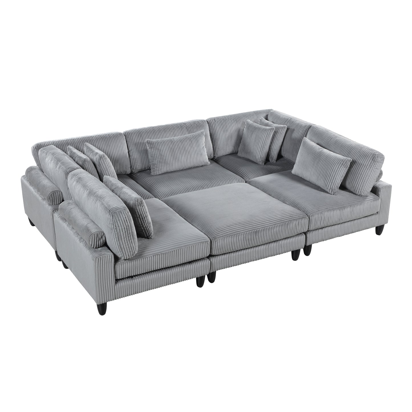 9688GY*62CR3ACOT - (6)6-Piece Modular Sectional with Ottoman