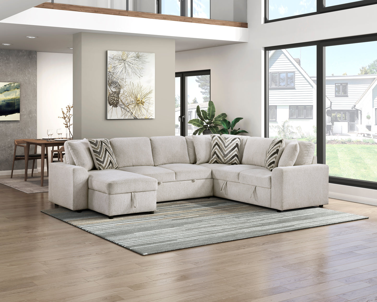 9702BE*3LC3R - (3)3-Piece Sectional with Pull-out Bed and Hidden Storage