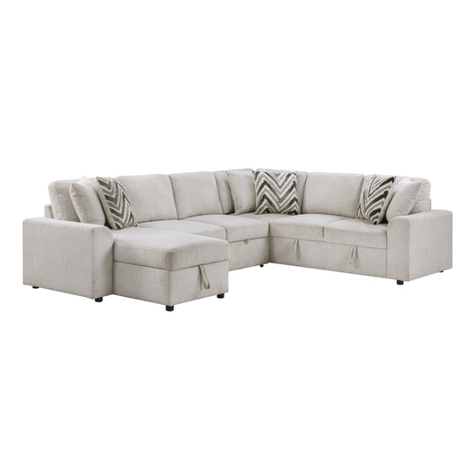9702BE*3LC3R - (3)3-Piece Sectional with Pull-out Bed and Hidden Storage