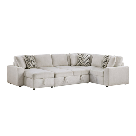 9702BE*3LC3R - (3)3-Piece Sectional with Pull-out Bed and Hidden Storage