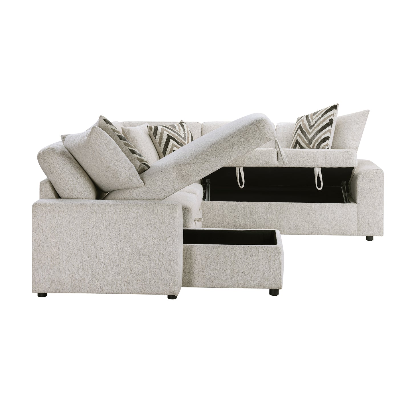 9702BE*3LC3R - (3)3-Piece Sectional with Pull-out Bed and Hidden Storage