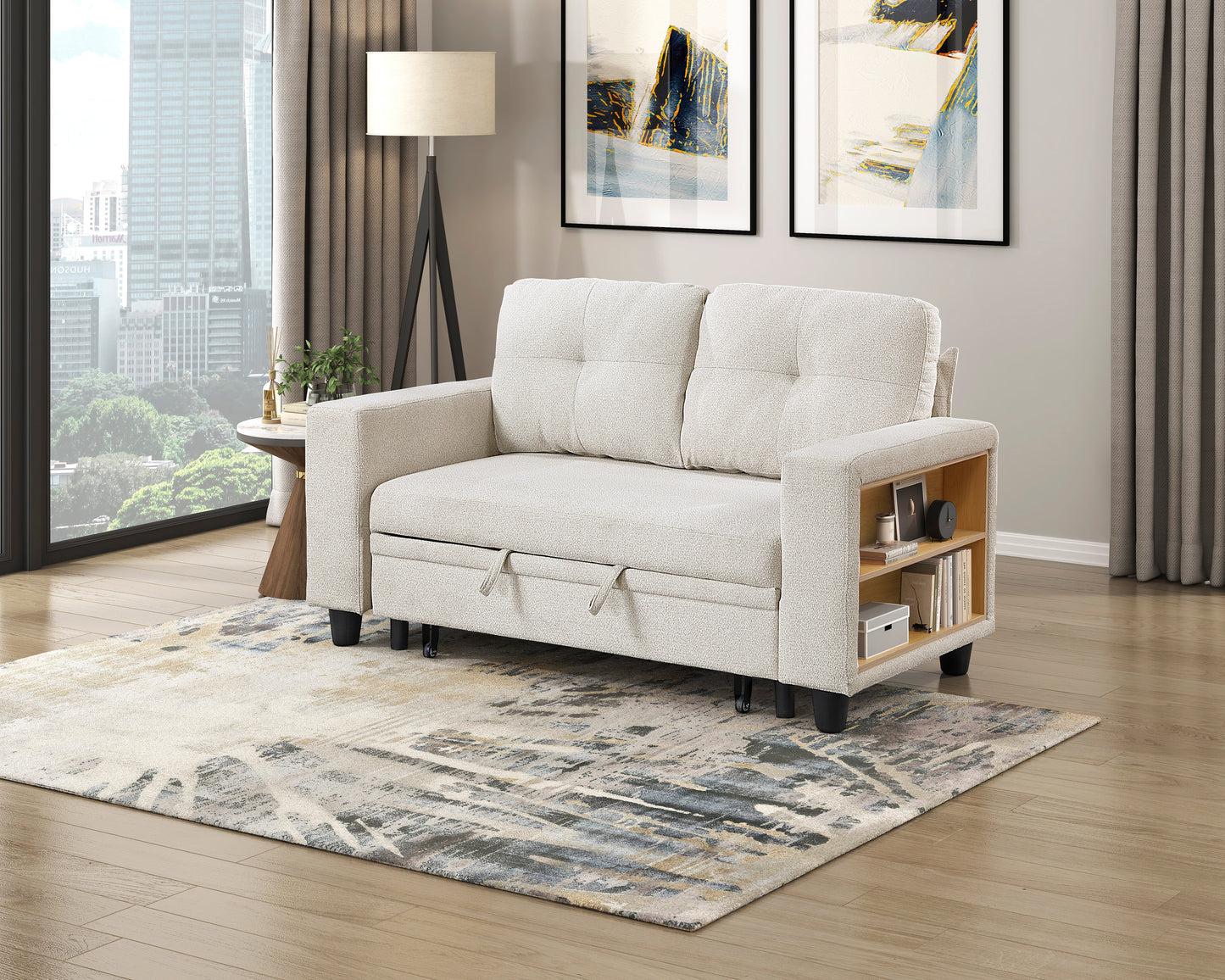 9705BE-2* - (2)Love Seat with Pull-out Bed, Shelves and Charging Ports