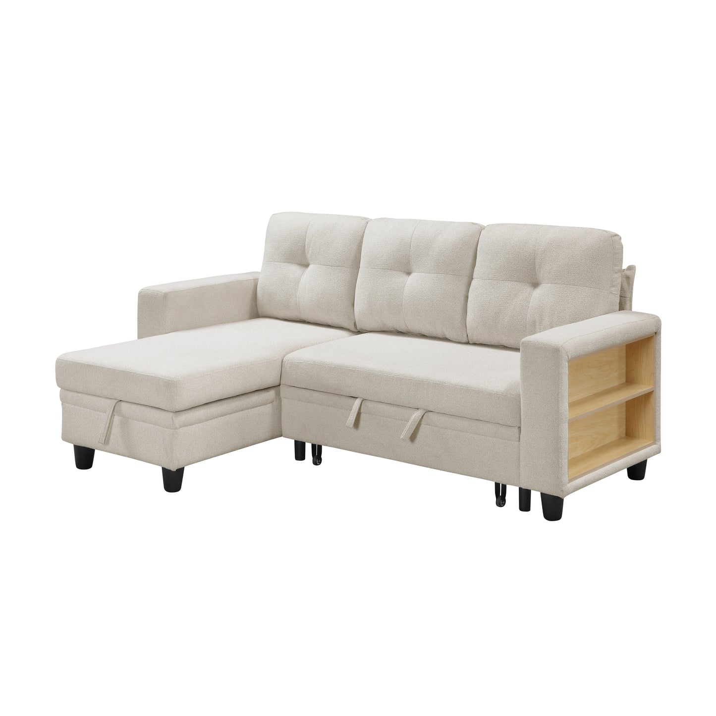 9705BE*32AVC - (3)Sectional with Reversible Chaise, Pull-out Bed, Shelves and Charging Ports