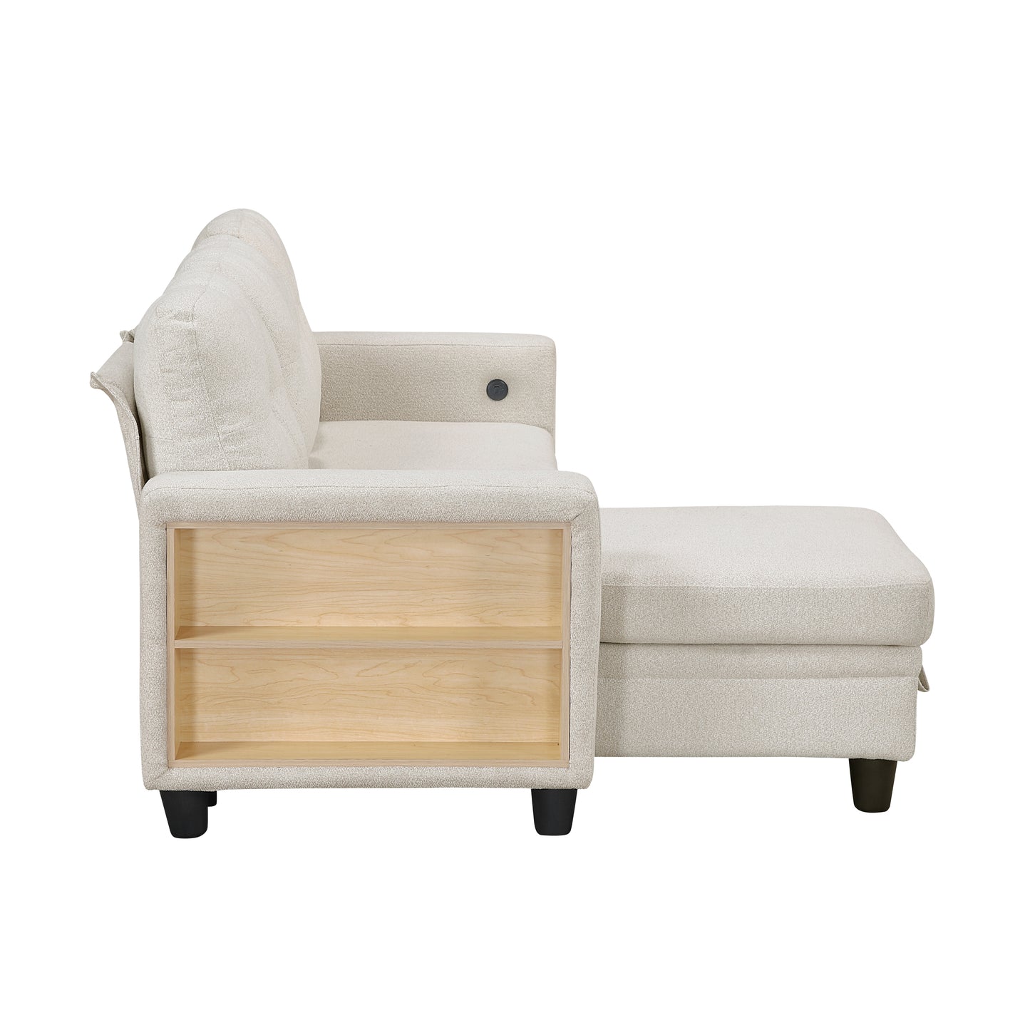 9705BE*32AVC - (3)Sectional with Reversible Chaise, Pull-out Bed, Shelves and Charging Ports