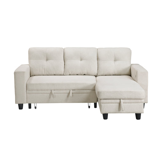 9705BE*32AVC - (3)Sectional with Reversible Chaise, Pull-out Bed, Shelves and Charging Ports