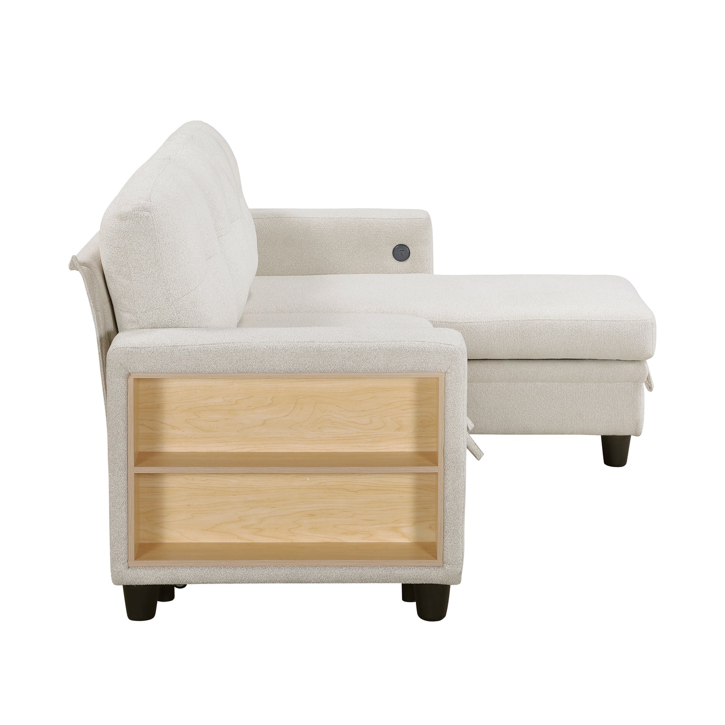 9705BE*32AVC - (3)Sectional with Reversible Chaise, Pull-out Bed, Shelves and Charging Ports