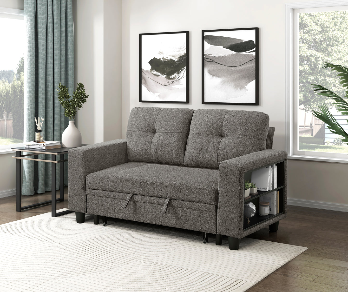 9705DB-2* - (2)Love Seat with Pull-out Bed, Shelves and Charging Ports