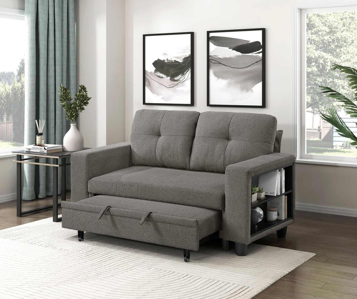 9705DB-2* - (2)Love Seat with Pull-out Bed, Shelves and Charging Ports