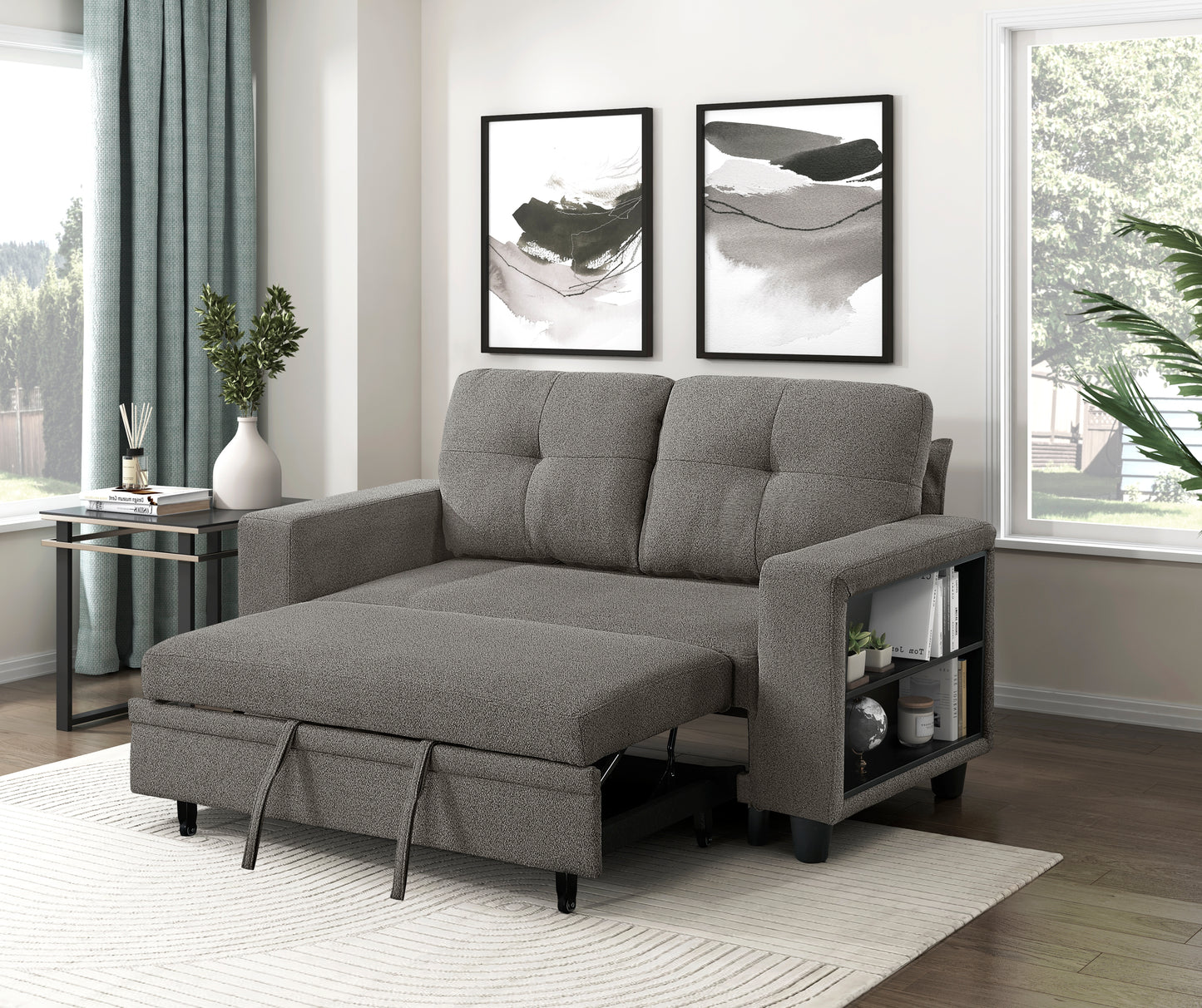 9705DB-2* - (2)Love Seat with Pull-out Bed, Shelves and Charging Ports