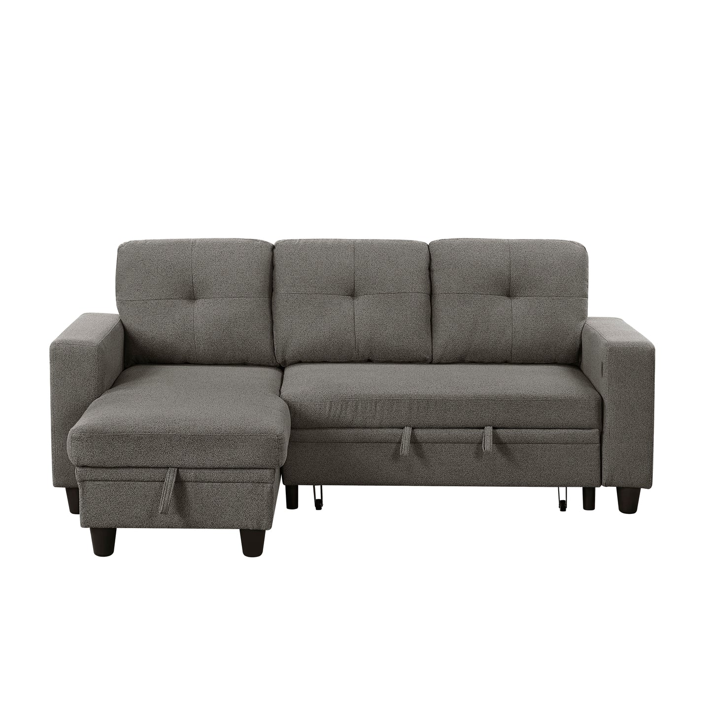 9705DB*32AVC - (3)Sectional with Reversible Chaise, Pull-out Bed, Shelves and Charging Ports