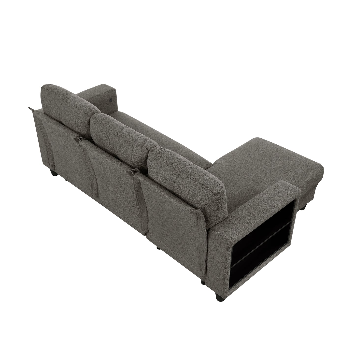 9705DB*32AVC - (3)Sectional with Reversible Chaise, Pull-out Bed, Shelves and Charging Ports
