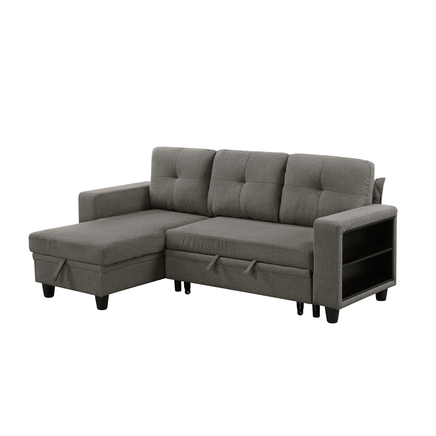 9705DB*32AVC - (3)Sectional with Reversible Chaise, Pull-out Bed, Shelves and Charging Ports