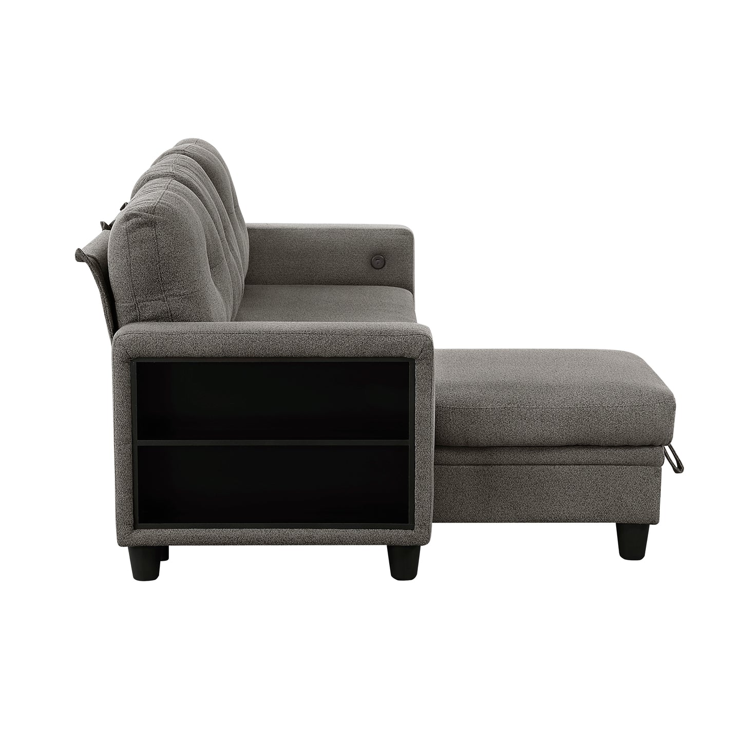 9705DB*32AVC - (3)Sectional with Reversible Chaise, Pull-out Bed, Shelves and Charging Ports