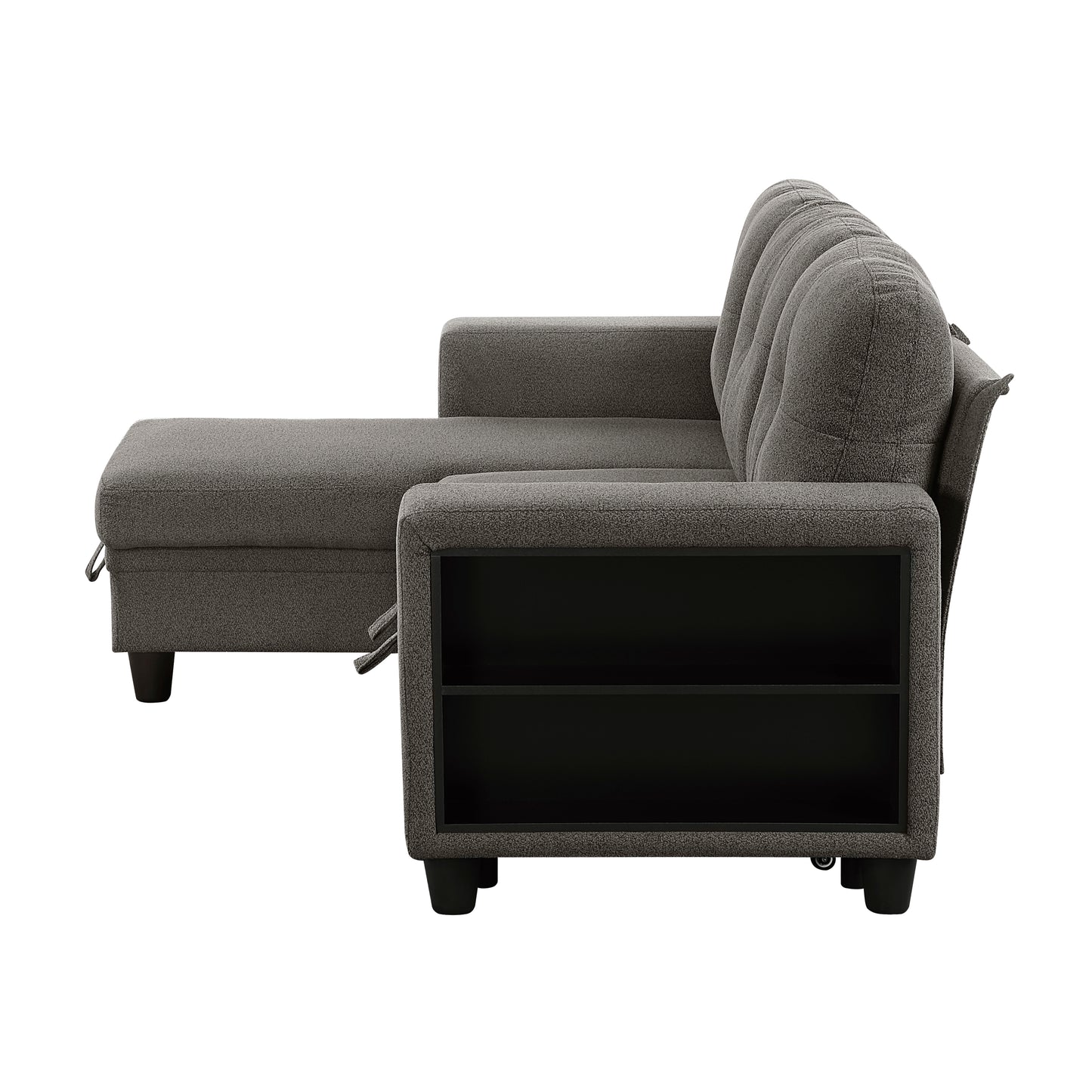 9705DB*32AVC - (3)Sectional with Reversible Chaise, Pull-out Bed, Shelves and Charging Ports