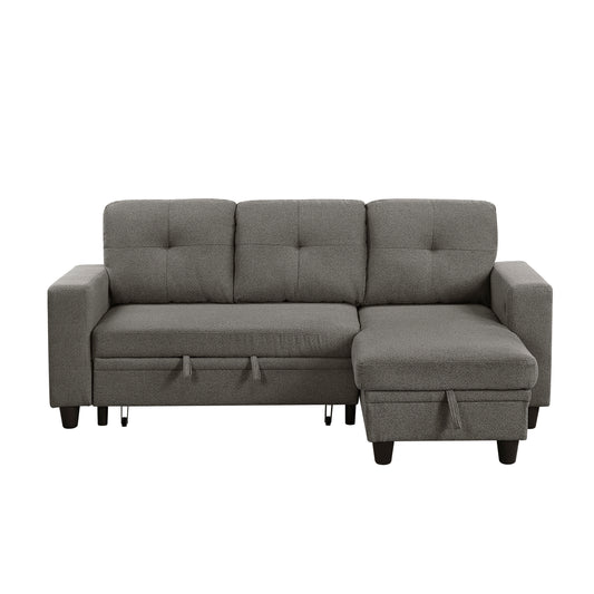 9705DB*32AVC - (3)Sectional with Reversible Chaise, Pull-out Bed, Shelves and Charging Ports