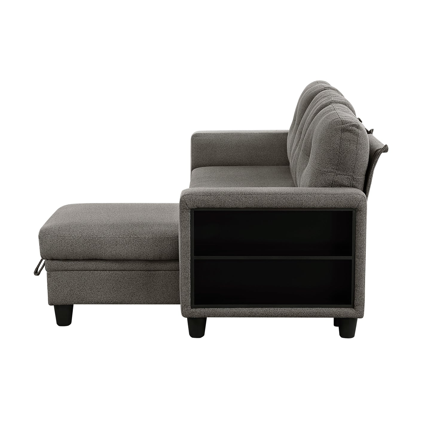 9705DB*32AVC - (3)Sectional with Reversible Chaise, Pull-out Bed, Shelves and Charging Ports