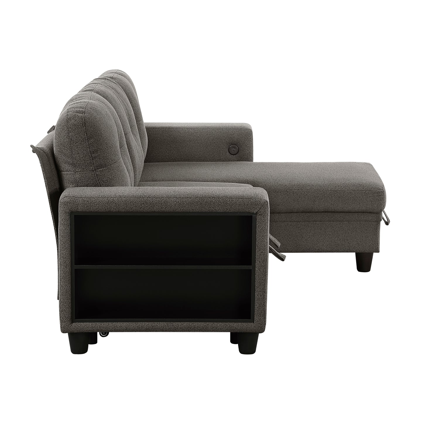 9705DB*32AVC - (3)Sectional with Reversible Chaise, Pull-out Bed, Shelves and Charging Ports