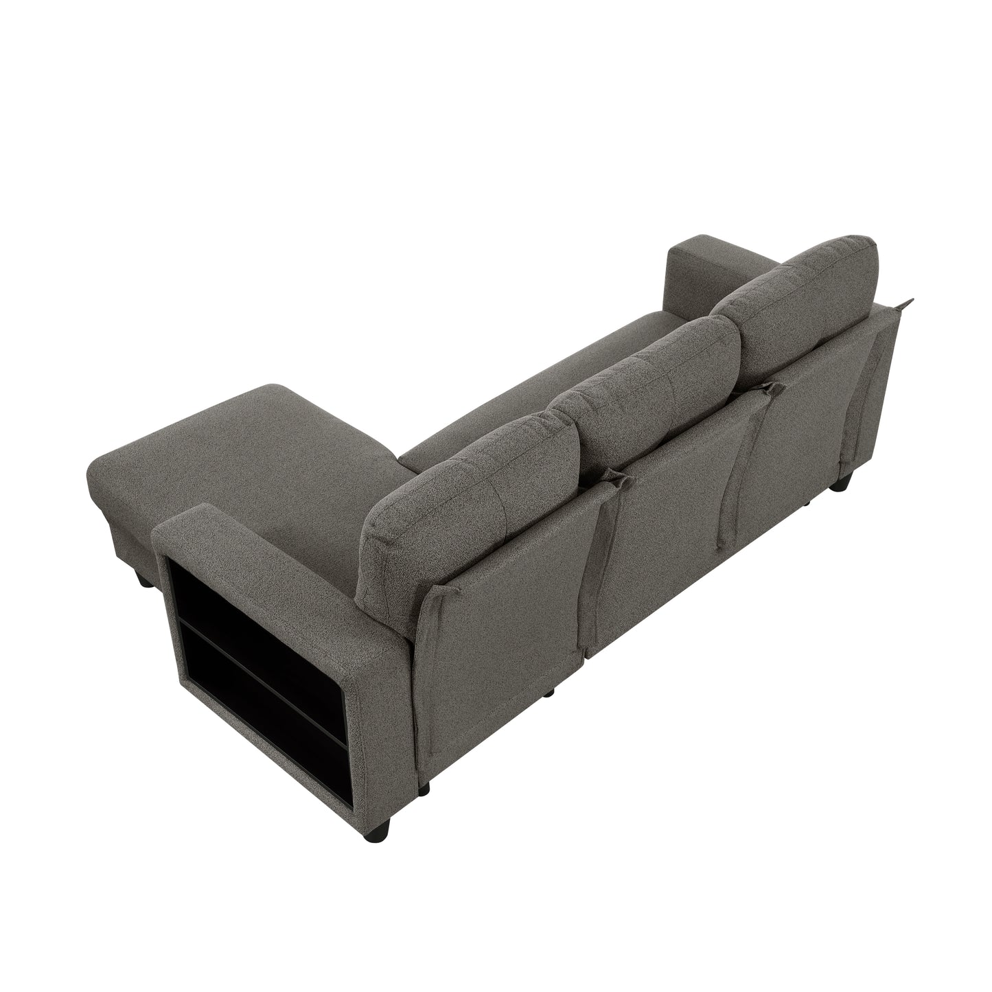 9705DB*32AVC - (3)Sectional with Reversible Chaise, Pull-out Bed, Shelves and Charging Ports