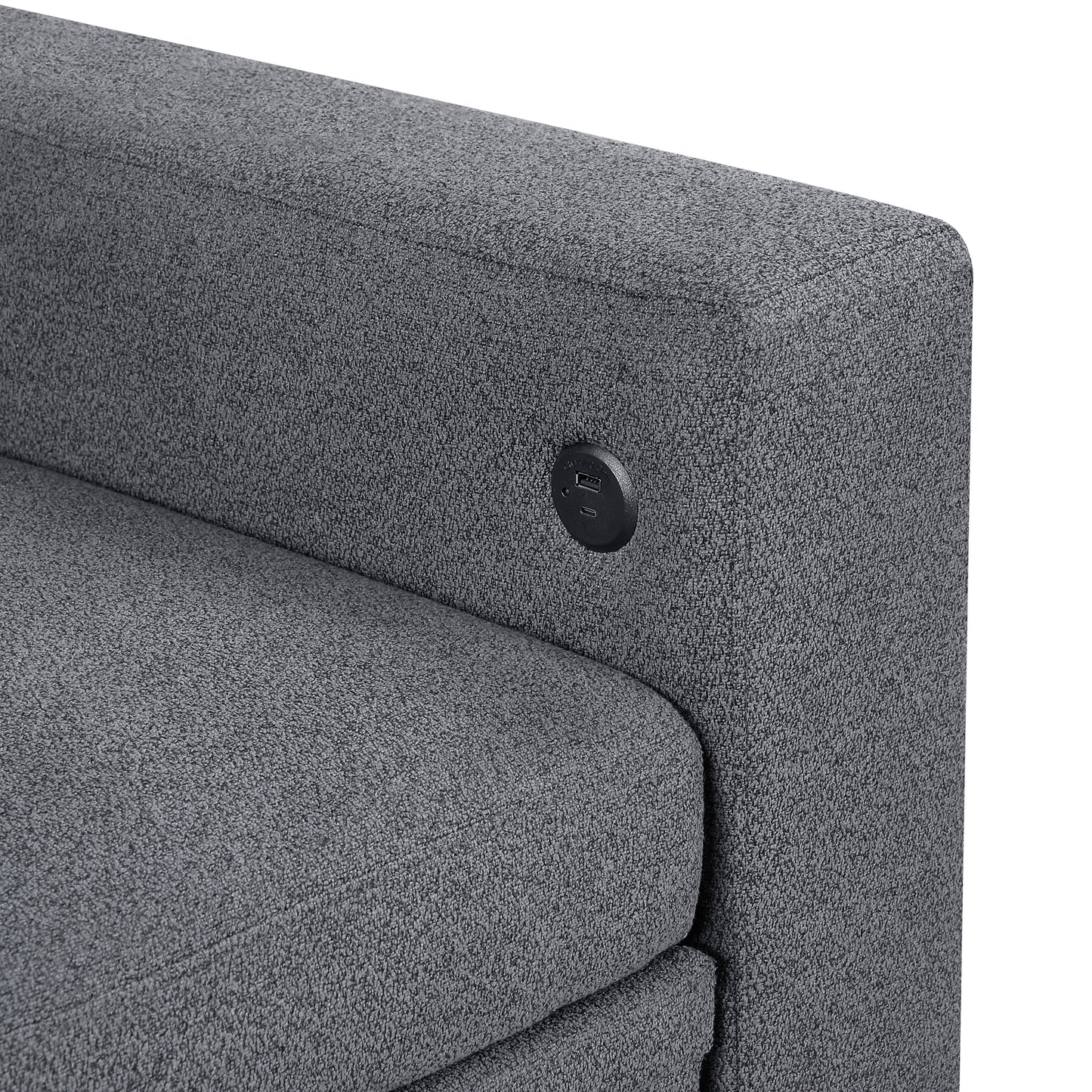 9705GY*32AVC - (3)Sectional with Reversible Chaise, Pull-out Bed, Shelves and Charging Ports