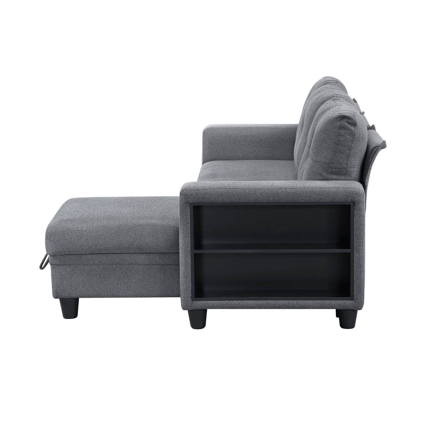 9705GY*32AVC - (3)Sectional with Reversible Chaise, Pull-out Bed, Shelves and Charging Ports