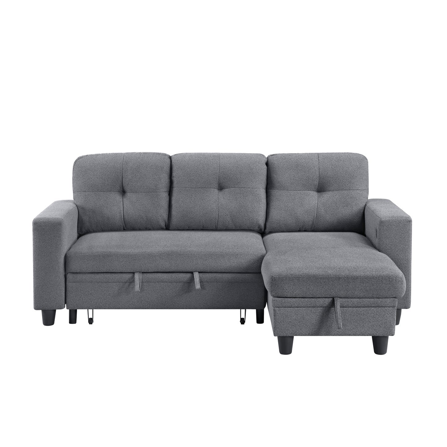 9705GY*32AVC - (3)Sectional with Reversible Chaise, Pull-out Bed, Shelves and Charging Ports
